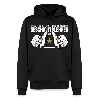Legendärer Geschichtslehrer - Männer Premium Bio Hoodie - Schwarz - Vorne - Nico (187cm)
