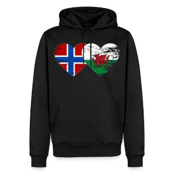Cœur du drapeau norvégien du pays de Galles utilisé - Sweat à capuche Premium bio Homme - noir - Devant - Nico (187cm)