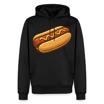 Hotdog Cartoon Illustration - Männer Premium Bio Hoodie - Schwarz - Vorne - Nico (187cm)