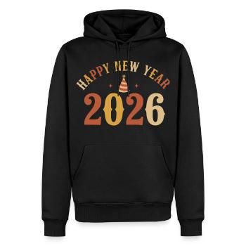 Fête du réveillon du Nouvel An 2026 - Sweat à capuche Premium bio Homme - noir - Devant - Nico (187cm)