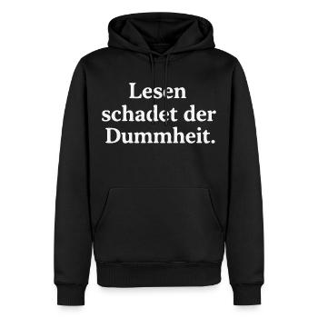 Lesen schadet der Dummheit - Männer Premium Bio Hoodie - Schwarz - Vorne - Nico (187cm)