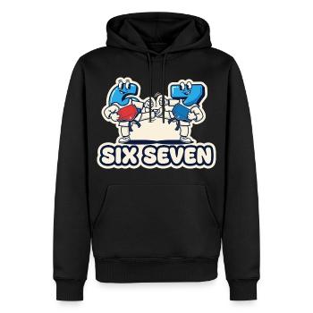 67 Six Seven Meme Drôle Cadeau - Sweat à capuche Premium bio Homme - noir - Devant - Nico (187cm)