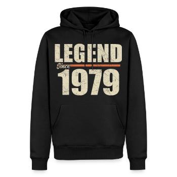 Anniversaire 1979 | Légende depuis 1979 - Sweat à capuche Premium bio Homme - noir - Devant - Nico (187cm)
