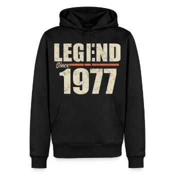 Anniversaire 1977 | Légende depuis 1977 - Sweat à capuche Premium bio Homme - noir - Devant - Nico (187cm)