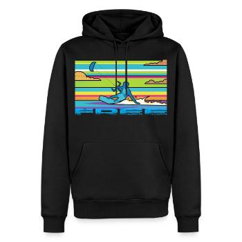 Le kitesurf - Sweat à capuche Premium bio Homme - noir - Devant - Nico (187cm)