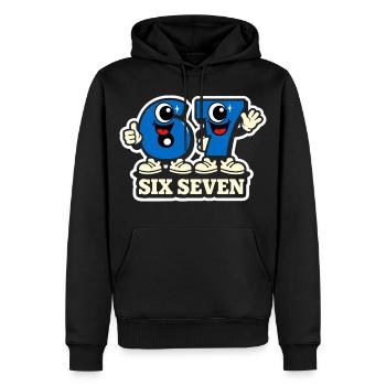 67 Six Seven Italian Meme - Sweat à capuche Premium bio Homme - noir - Devant - Nico (187cm)
