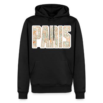 Carte de la ville de Paris - Sweat à capuche Premium bio Homme - noir - Devant - Nico (187cm)