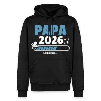 Papa 2026 Loading... - Männer Premium Bio Hoodie - Schwarz - Vorne - Nico (187cm)