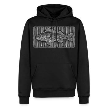Barsch Line-Art – Modernes Angler & Fischer Design - Männer Premium Bio Hoodie - Schwarz - Vorne - Nico (187cm)