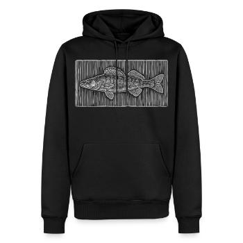 Line-Art – Edles Angler & Fischer Design - Männer Premium Bio Hoodie - Schwarz - Vorne - Nico (187cm)