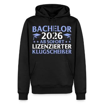 Diplômé en 2026 : Don de diplôme de licence - Sweat à capuche Premium bio Homme - noir - Devant - Nico (187cm)