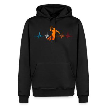 Handball Trainer Herzschlag – Geschenkidee - Männer Premium Bio Hoodie - Schwarz - Vorne - Nico (187cm)