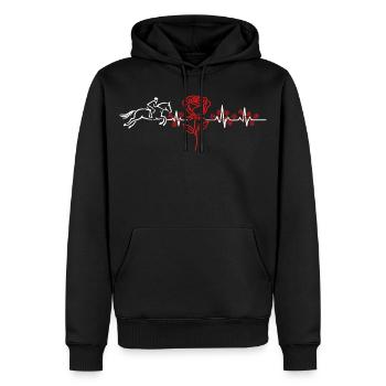 ECG du battement cardiaque du cheval - Sweat à capuche Premium bio Homme - noir - Devant - Nico (187cm)