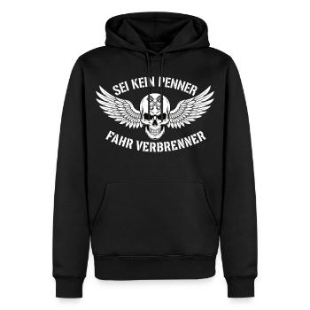 Moteur à combustion de l’attraction – Déclaration du crâne de motard - Sweat à capuche Premium bio Homme - noir - Devant - Nico (187cm)