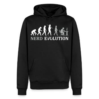 Évolution du geek : du singe au pro de l’ordinateur - Sweat à capuche Premium bio Homme - noir - Devant - Nico (187cm)