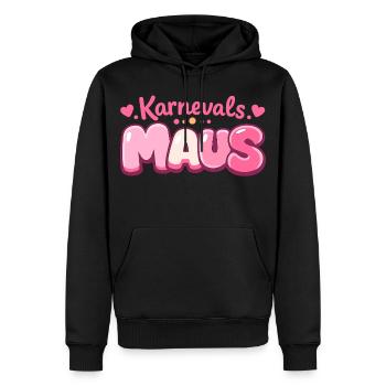 Karnevalsmaus Köln – Jeck im Fastelovend - Männer Premium Bio Hoodie - Schwarz - Vorne - Nico (187cm)
