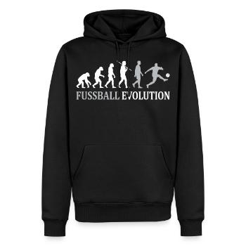 Évolution du football – Du singe au footballeur - Sweat à capuche Premium bio Homme - noir - Devant - Nico (187cm)