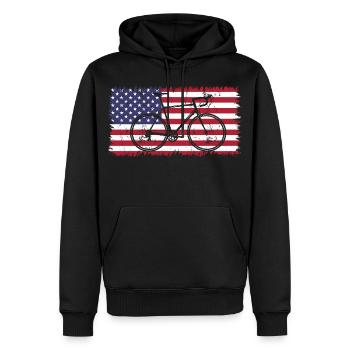 Cycling USA - Men’s Premium Organic Hoodie - black - Front - Nico (187cm)