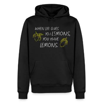 Quand la vie vous donne des citrons Statement - Sweat à capuche Premium bio Homme - noir - Devant - Nico (187cm)