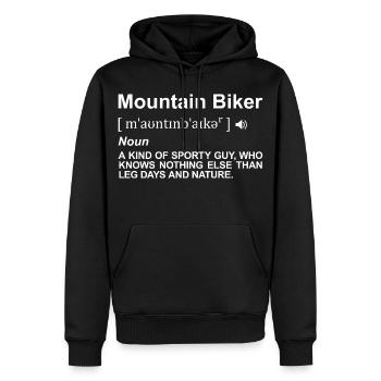 Dictionnaire du VTT - Sweat à capuche Premium bio Homme - noir - Devant - Nico (187cm)