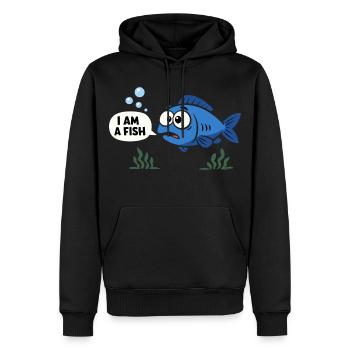 Costume de poisson bleu Carnaval des animaux marins Carnaval - Sweat à capuche Premium bio Homme - noir - Devant - Nico (187cm)