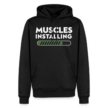 Muscles Installing Fortschritt Grafik - Männer Premium Bio Hoodie - Schwarz - Vorne - Nico (187cm)