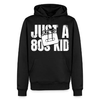 Juste un gamin des années 80 - Sweat à capuche Premium bio Homme - noir - Devant - Nico (187cm)