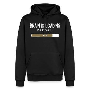 Gehirn wird geladen – Ladebalken Humor - Männer Premium Bio Hoodie - Schwarz - Vorne - Nico (187cm)