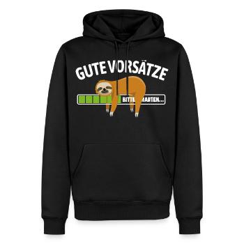 Faultier | Anti gute Vorsätze, Chillen - Männer Premium Bio Hoodie - Schwarz - Vorne - Nico (187cm)
