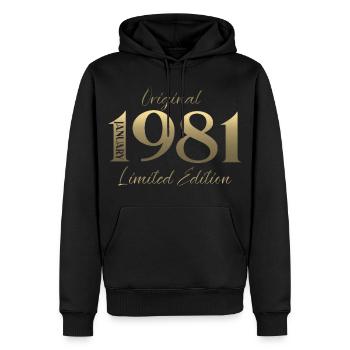 45th Birthday Original January 1981 - Men’s Premium Organic Hoodie - black - Front - Nico (187cm)