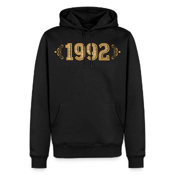 Légende depuis 1992 rétro 1992 - Sweat à capuche Premium bio Homme - noir - Devant - Nico (187cm)