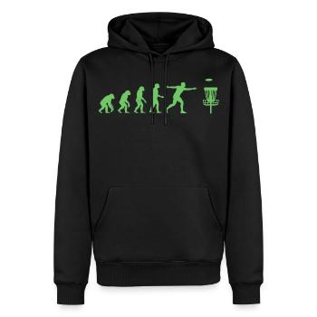 Disc Golf Evolution Lustiger Discgolfer Fliegender Disc - Männer Premium Bio Hoodie - Schwarz - Vorne - Nico (187cm)