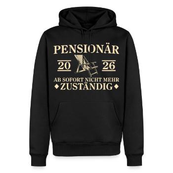 Retraite 2026 Non responsable - Sweat à capuche Premium bio Homme - noir - Devant - Nico (187cm)