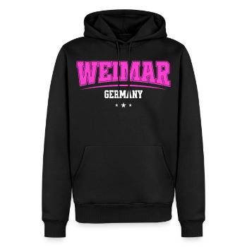 Weimar Deutschland Pink Retro-Logo - Männer Premium Bio Hoodie - Schwarz - Vorne - Nico (187cm)