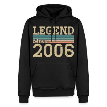 Légende depuis 2006 Anniversaire 2006 Vintage - Sweat à capuche Premium bio Homme - noir - Devant - Nico (187cm)