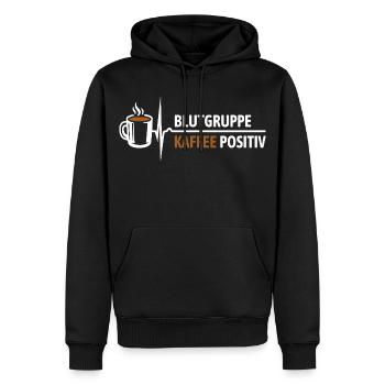 Blood type coffee positive - your pulse rises - Men’s Premium Organic Hoodie - black - Front - Nico (187cm)