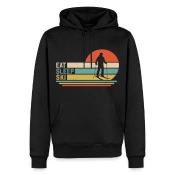 eat sleep ski  - Männer Premium Bio Hoodie - Schwarz - Vorne - Nico (187cm)