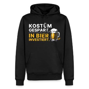 Kostüm gespart, in Bier investiert Spruch Karneval - Männer Premium Bio Hoodie - Schwarz - Vorne - Nico (187cm)