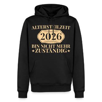 Idée de cadeau de retraite anticipée pour collègue partiel à la retraite 2026 - Sweat à capuche Premium bio Homme - noir - Devant - Nico (187cm)