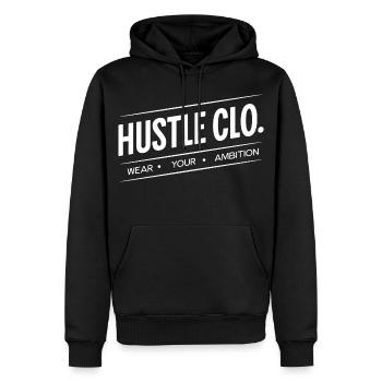 Hustle Clo Ambition Logo - Männer Premium Bio Hoodie - Schwarz - Vorne - Nico (187cm)