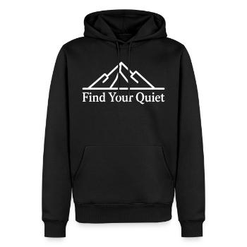 Find Your Quiet Mountains Nature Relaxation - Men’s Premium Organic Hoodie - black - Front - Nico (187cm)