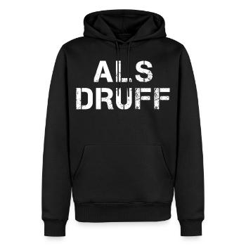 ALS DRUFF Diction hessoise - Sweat à capuche Premium bio Homme - noir - Devant - Nico (187cm)