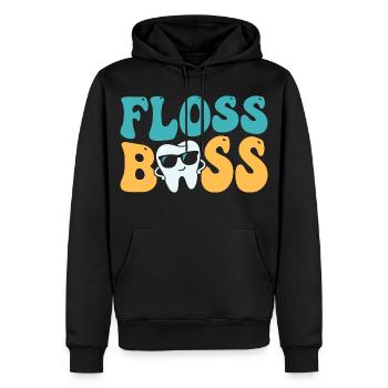 Assistant dentaire dentaire Floss - Sweat à capuche Premium bio Homme - noir - Devant - Nico (187cm)