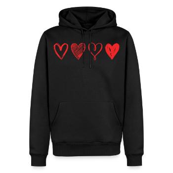 Skizzierte Rote Herzen – Minimalistisches Design - Männer Premium Bio Hoodie - Schwarz - Vorne - Nico (187cm)