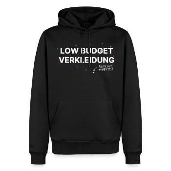 Low Budget Kostüm – mit Konfetti! Karneval Spaß - Männer Premium Bio Hoodie - Schwarz - Vorne - Nico (187cm)