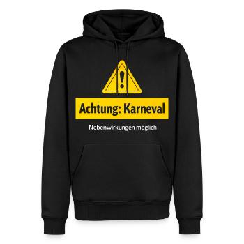 Attention carnival side effects possible - Men’s Premium Organic Hoodie - black - Front - Nico (187cm)
