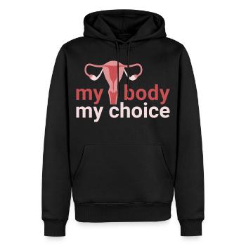 mon corps. my_choice. - Sweat à capuche Premium bio Homme - noir - Devant - Nico (187cm)