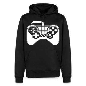 Graphismes pixels de manette de jeu - Sweat à capuche Premium bio Homme - noir - Devant - Nico (187cm)