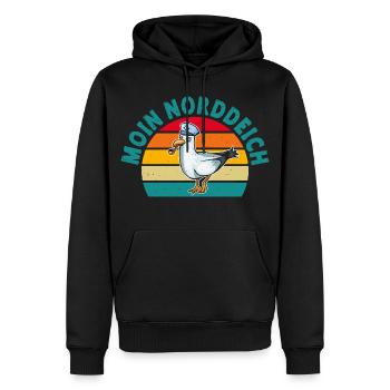 Vacances en mer du Nord MOIN NORDDEICH Drôle - Sweat à capuche Premium bio Homme - noir - Devant - Nico (187cm)
