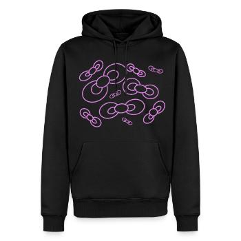 Fließende Schleifen in Lila - Männer Premium Bio Hoodie - Schwarz - Vorne - Nico (187cm)